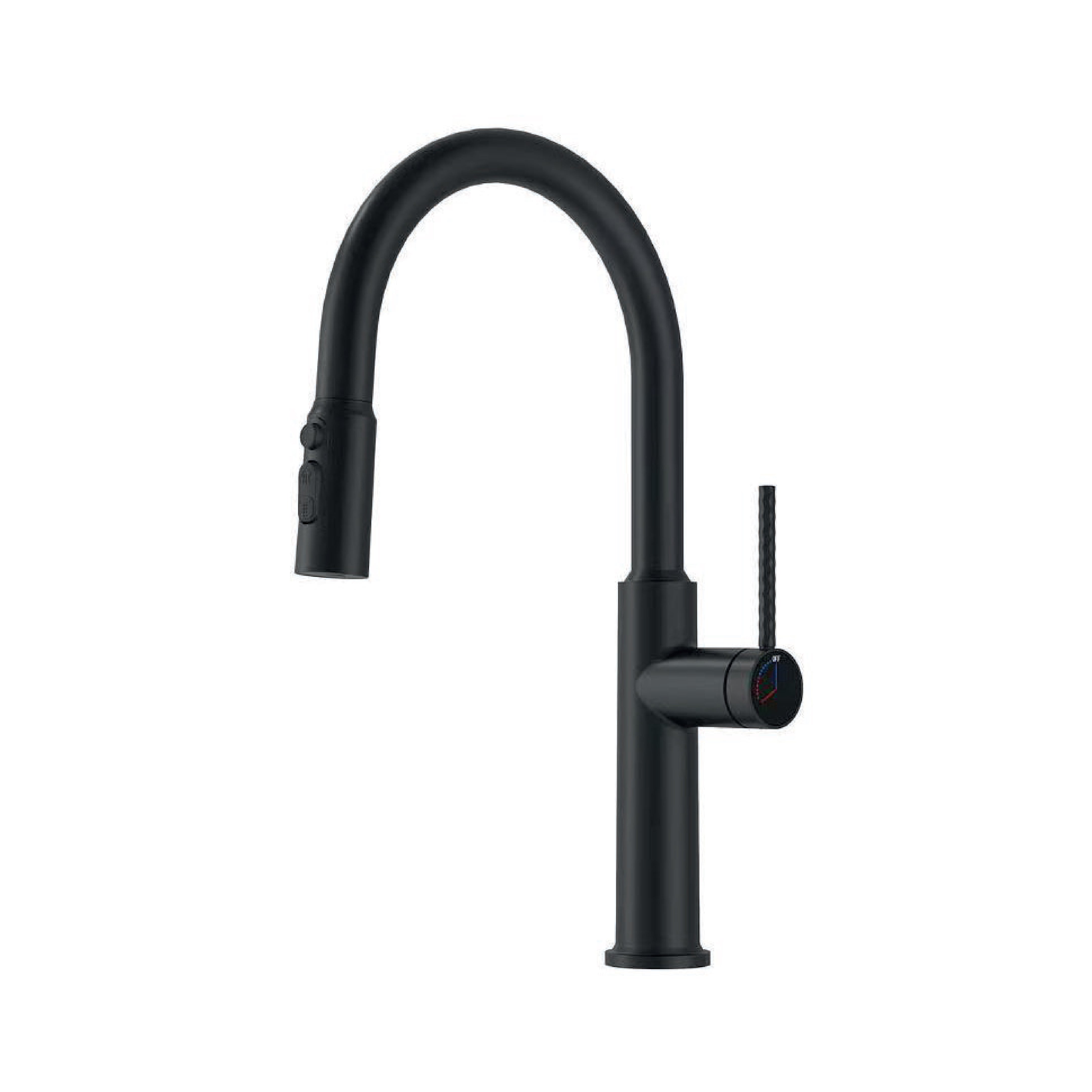 Mezcladora Monoc. P/Cocina al mueble extraíble MRS C/3 Funciones SUS 304 Black - Fratelli Premium